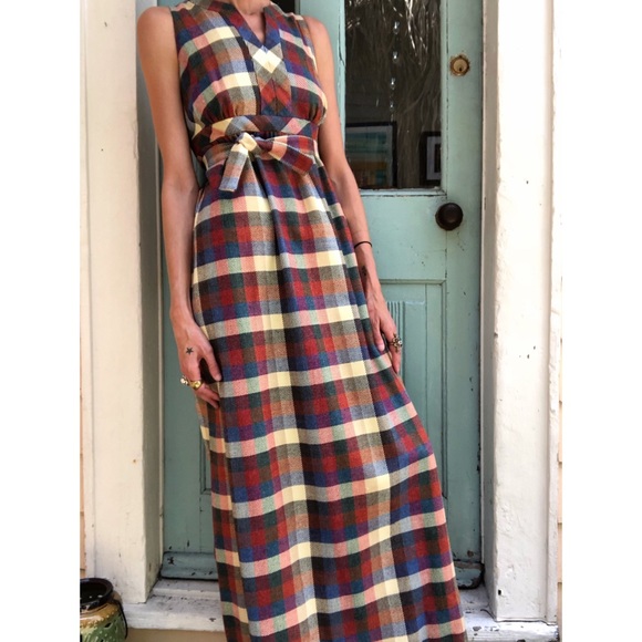 Vintage Dresses & Skirts - Vintage plaid maxi dress